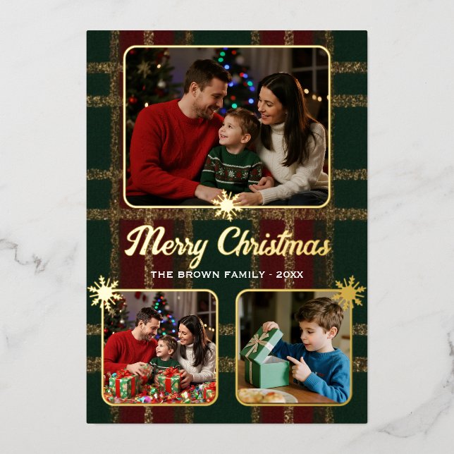 Elégante carte photo de Noël à plat (Recto)