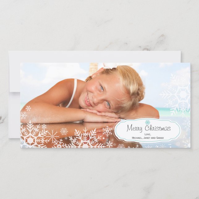 Elégante carte photo de Noël Snowflake (Devant)