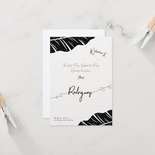 Élégante carte plat Invitation de douche nuptiale (Devant/Arrière en situation)