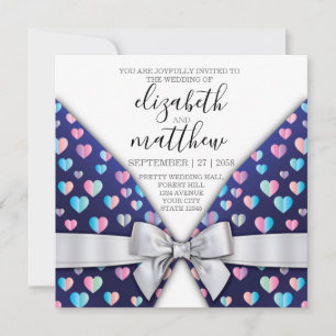 Élégante carte postale Bow and Heart Speckles