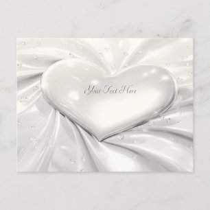 Elégante carte postale Coeur crème blanche