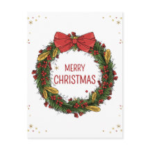 Elégante carte postale de couronne de Noël
