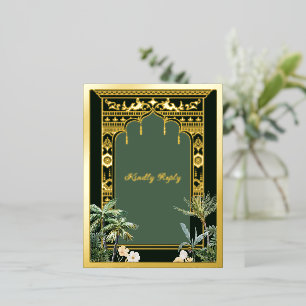 Élégante carte postale RSVP Emerald Green Indian W