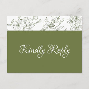 Elégante carte postale RSVP Floral Sage Green Wedd