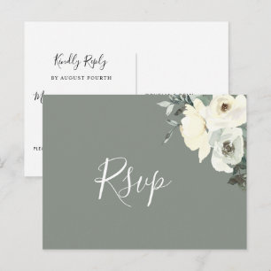 Elégante carte postale RSVP Sage Script avec choix