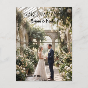Élégante carte postale verticale de mariage à cons