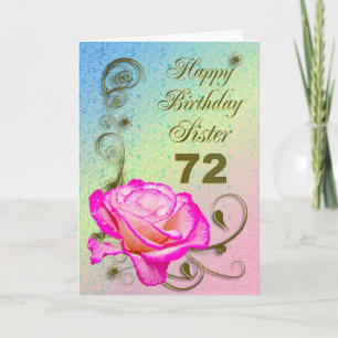 Elégante carte rose 72e anniversaire pour Soeur