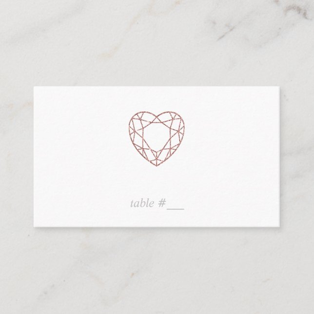 Elégante carte rose de coeur d'or - plat (Devant)