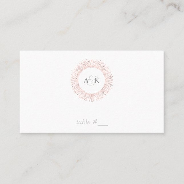 Élégante carte rose en or monogramme - plat (Devant)