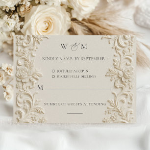 Elégante carte RSVP baroqueWedding