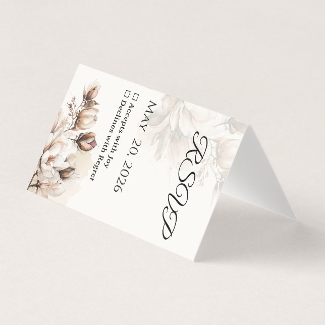Élégante carte RSVP classique en marbre beige (Front)