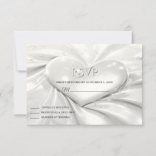Elégante carte RSVP Coeur crème blanche