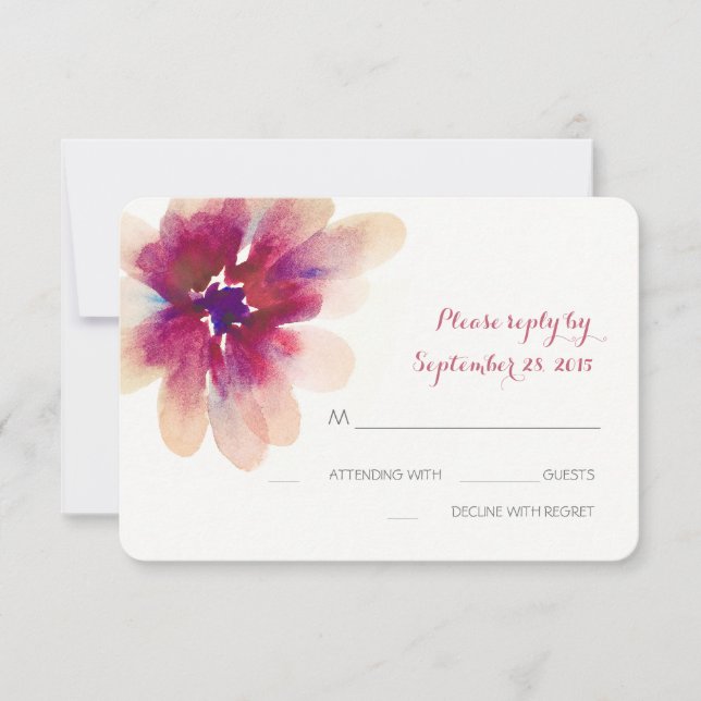 Elégante carte RSVP de fleur d'aquarelle romantiqu (Devant)
