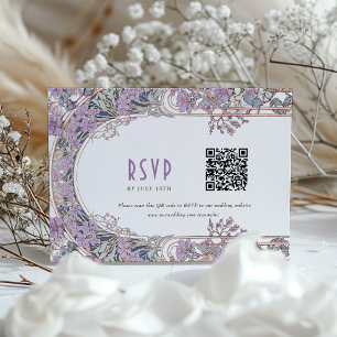 Elégante carte RSVP de mariage Art Nouveau avec co