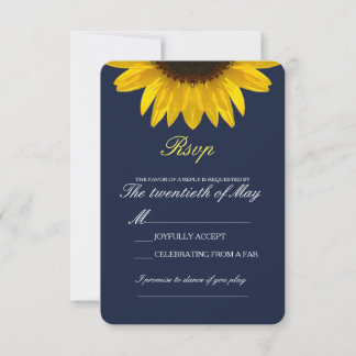 Elégante carte Rsvp de mariage de tournesol
