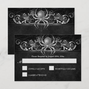 Elégante carte RSVP de mariage d'Halloween