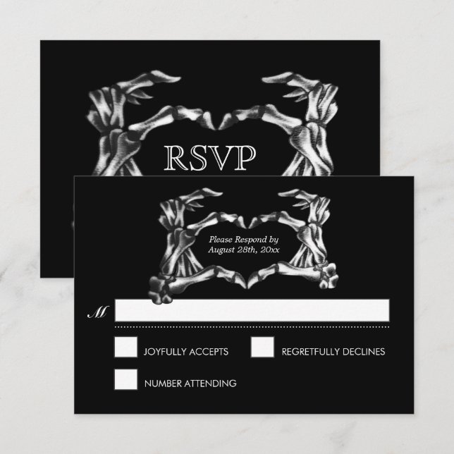 Elégante carte RSVP de mariage d'Halloween (Devant / Derrière)