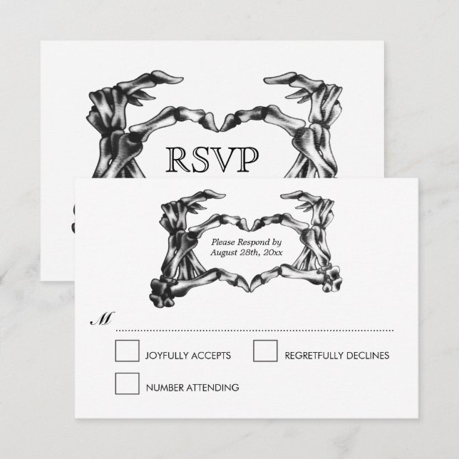 Elégante carte RSVP de mariage d'Halloween (Devant / Derrière)