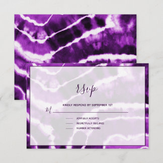 Elégante carte RSVP de mariage en marbre violet pr