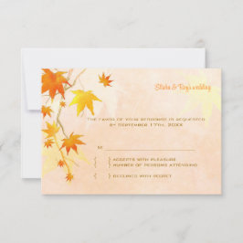 Élégante carte RSVP de mariage Feuille de l'érable