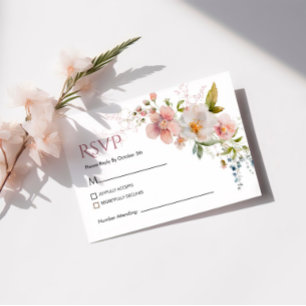 Elégante carte RSVP de mariage Fleur sauvage rusti
