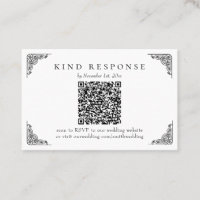 Élégante carte RSVP de mariage QR classique