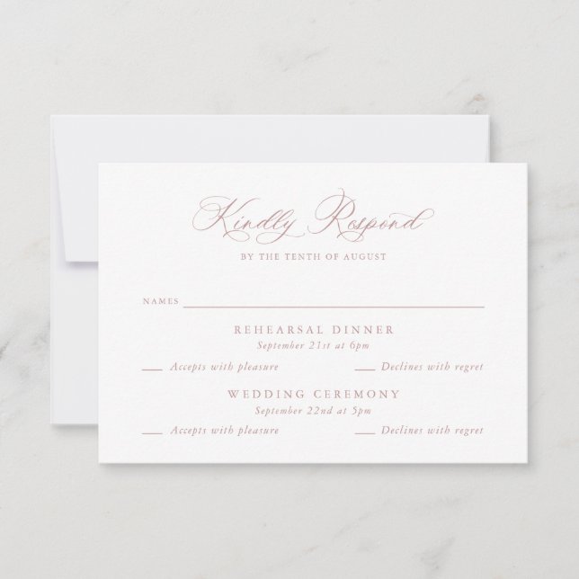 Élégante carte RSVP de répétition de Mariage multi (Devant)