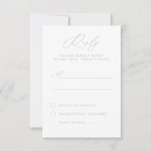 Elégante carte RSVP Dusty Blue & White Calligraphy