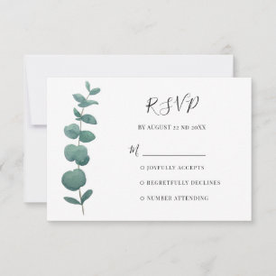 Elégante carte RSVP Eucalyptus Watercolor