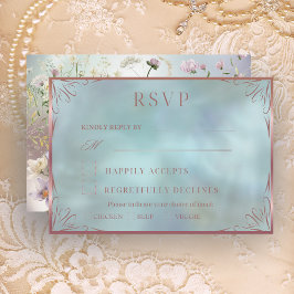 Elégante carte RSVP Floral Bleu