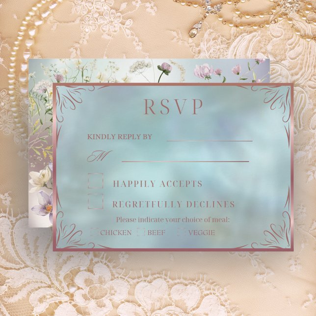 Elégante carte RSVP Floral Bleu (Créateur téléchargé)