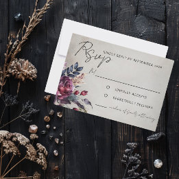 Elégante carte RSVP Gothique Purple Aquarelle Flor