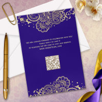 Elégante carte RSVP Henna en or violet