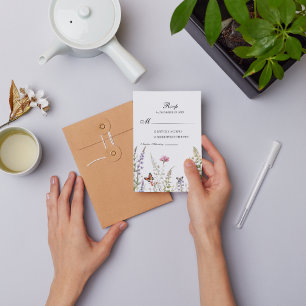 Élégante carte RSVP Lavande & Fleurs sauvages Bloo