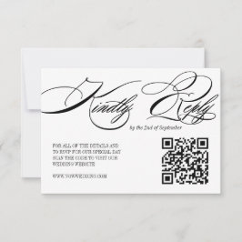 Elégante carte RSVP Mariage de calligraphie QR Cod
