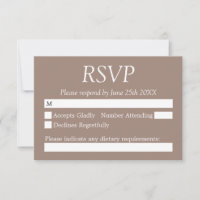Elégante carte RSVP mariage élégant
