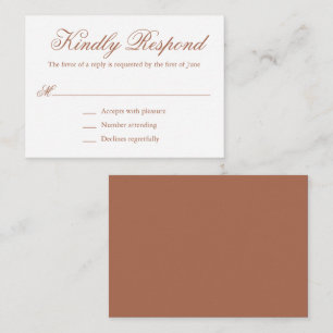 Élégante carte RSVP Mariage en terre cuite