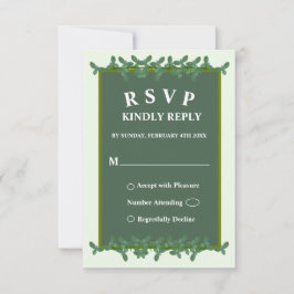 Elégante carte RSVP mariage Feuille vert