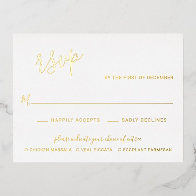 Elégante carte RSVP Mariage moderne Foil (Recto)