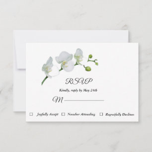 Elégante carte RSVP orchidées blanches