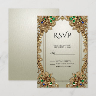 Elégante carte RSVP Ornate Or