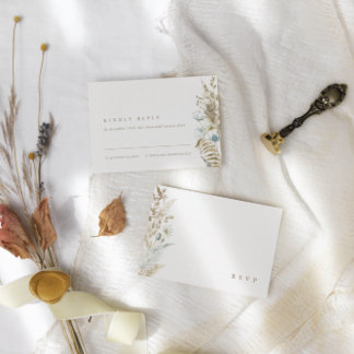 Elégante carte RSVP Pampas Grass Fleurs aquarelles