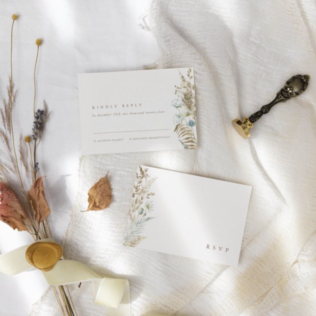 Elégante carte RSVP Pampas Grass Fleurs aquarelles (Créateur téléchargé)