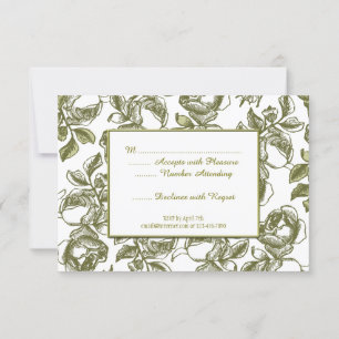Elégante carte RSVP personnalisée Rose blanche et 
