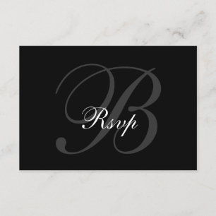 Elégante carte RSVP pour gris noir Mariage