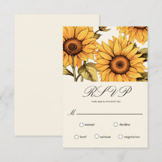 Elégante carte RSVP Sunflower simple