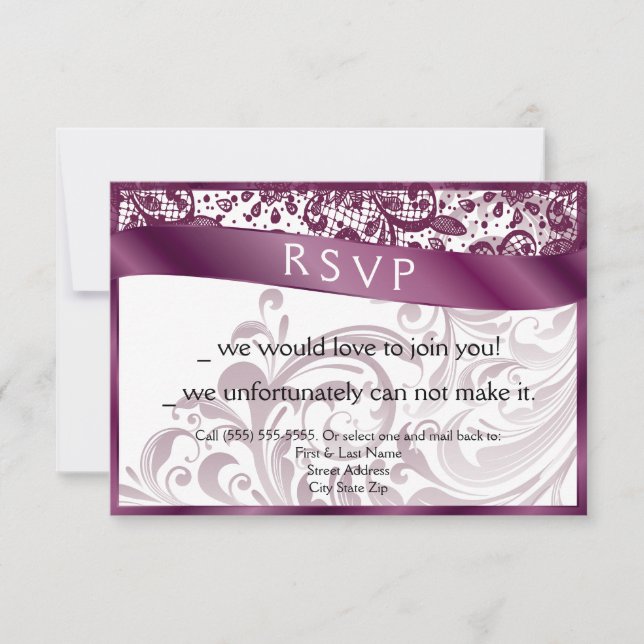 Elégante carte RSVP Swirl 3.5x5 (Devant)