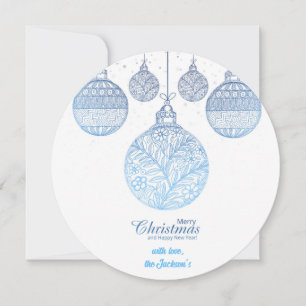 Elégante carte simple bleue de boules de Noël