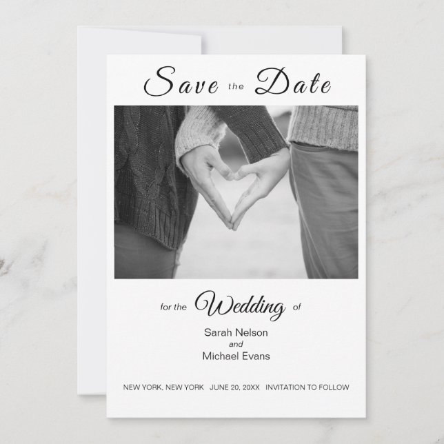 Élégante Carte Traditionnelle de Mariage Photo Enr (Devant)