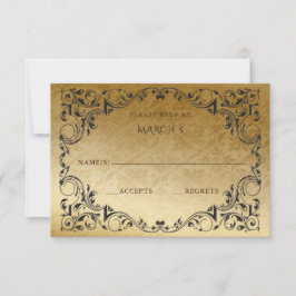 Elégante carte Vintage Black Gold RSVP